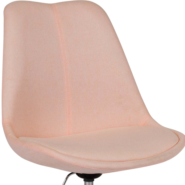 Pink |#| Mid-Back Pink Fabric Task Office Chair with Pneumatic Lift and Chrome Base