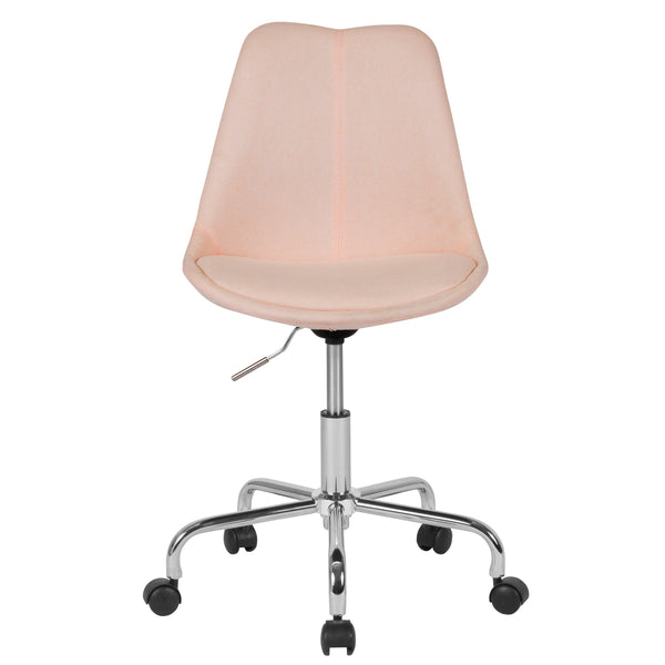 Pink |#| Mid-Back Pink Fabric Task Office Chair with Pneumatic Lift and Chrome Base