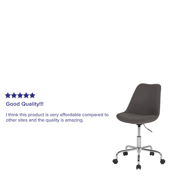 Dark Gray |#| Mid-Back Dark Gray Fabric Task Office Chair with Pneumatic Lift and Chrome Base