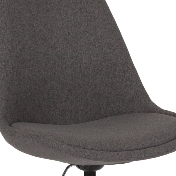Dark Gray |#| Mid-Back Dark Gray Fabric Task Office Chair with Pneumatic Lift and Chrome Base