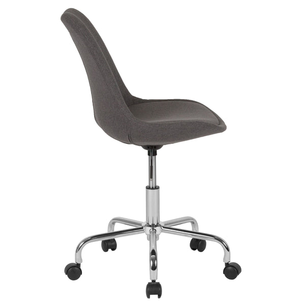 Dark Gray |#| Mid-Back Dark Gray Fabric Task Office Chair with Pneumatic Lift and Chrome Base