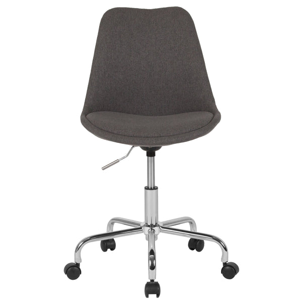 Dark Gray |#| Mid-Back Dark Gray Fabric Task Office Chair with Pneumatic Lift and Chrome Base