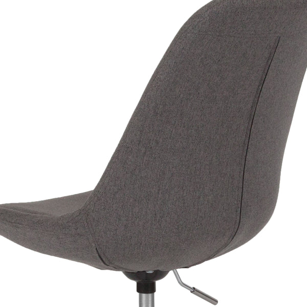 Dark Gray |#| Mid-Back Dark Gray Fabric Task Office Chair with Pneumatic Lift and Chrome Base