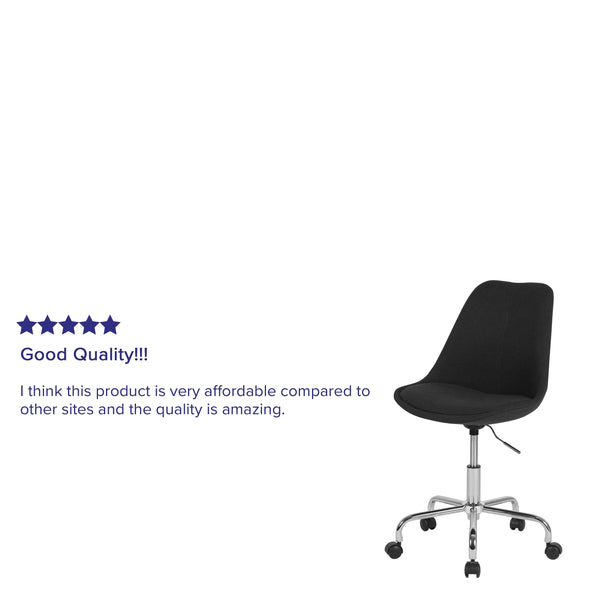 Black |#| Mid-Back Black Fabric Task Office Chair with Pneumatic Lift and Chrome Base