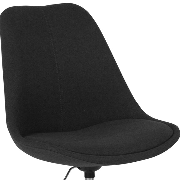 Black |#| Mid-Back Black Fabric Task Office Chair with Pneumatic Lift and Chrome Base