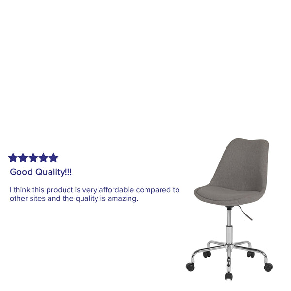 Light Gray |#| Mid-Back Light Gray Fabric Task Office Chair with Pneumatic Lift and Chrome Base