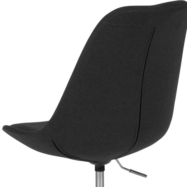 Black |#| Mid-Back Black Fabric Task Office Chair with Pneumatic Lift and Chrome Base