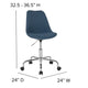 Blue |#| Mid-Back Blue Fabric Task Office Chair with Pneumatic Lift and Chrome Base