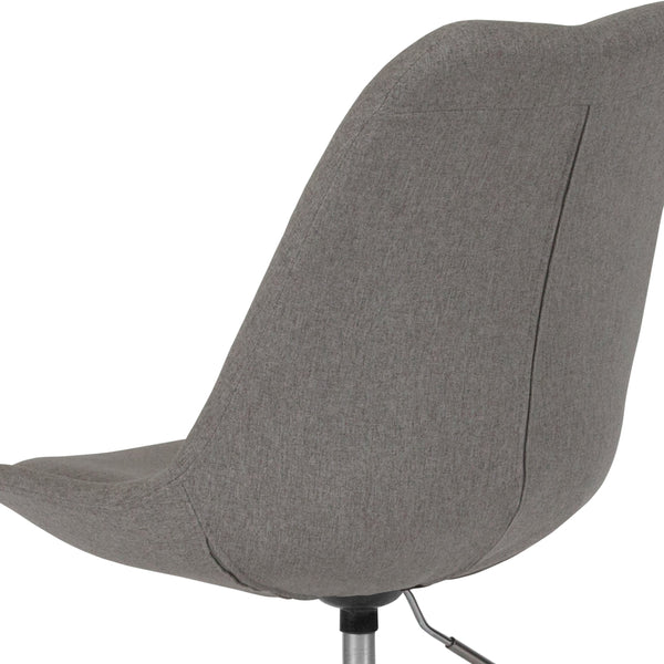 Light Gray |#| Mid-Back Light Gray Fabric Task Office Chair with Pneumatic Lift and Chrome Base