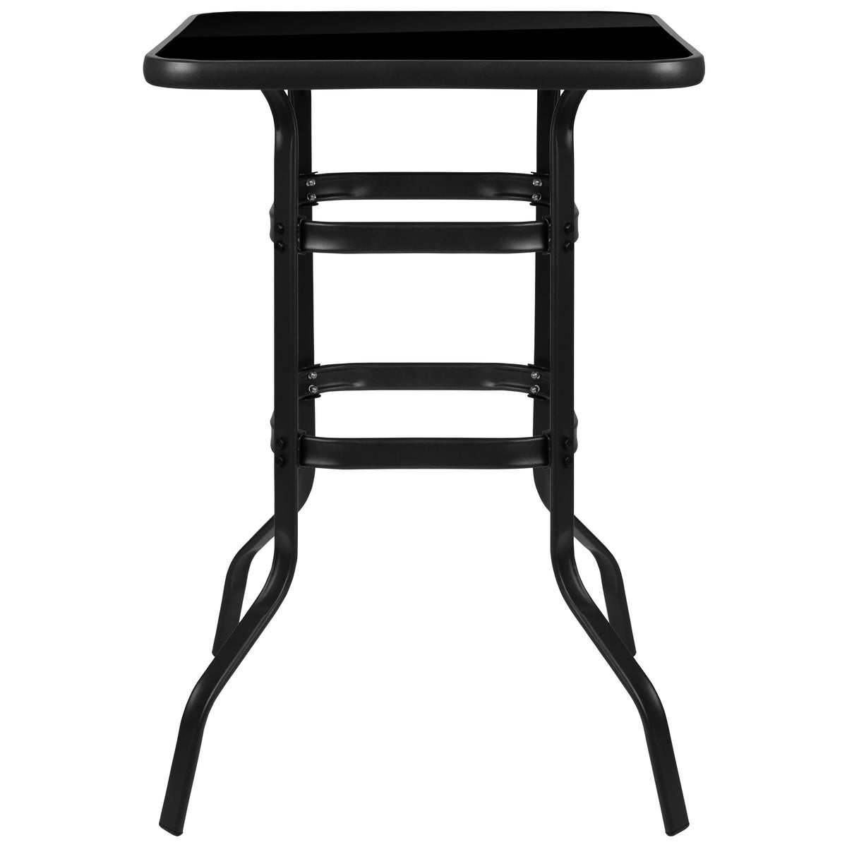 27.5inch Square Black Tempered Glass Bar Height Metal Patio Bar Table