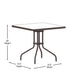 Clear/Bronze |#| 31.5inch Square Tempered Glass Metal Table with Smooth Ripple Design Top