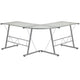 Clear Top/Silver Frame |#| L-Shaped Corner Gaming Desk with Clear Tempered Glass Top & Silver Steel Frame