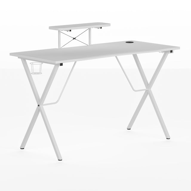 BlackArc Division X Gaming Desk with Laminate Top and Steel Frame - Detachable Cupholder, Headphone Hook & Smartphone/Monitor Stand - View 1