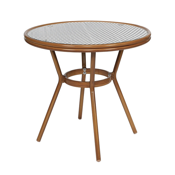 Black & White Rattan/Natural Frame |#| Indoor/Outdoor Commercial Bistro Set with Table and 4 Chairs in Blk/Wht