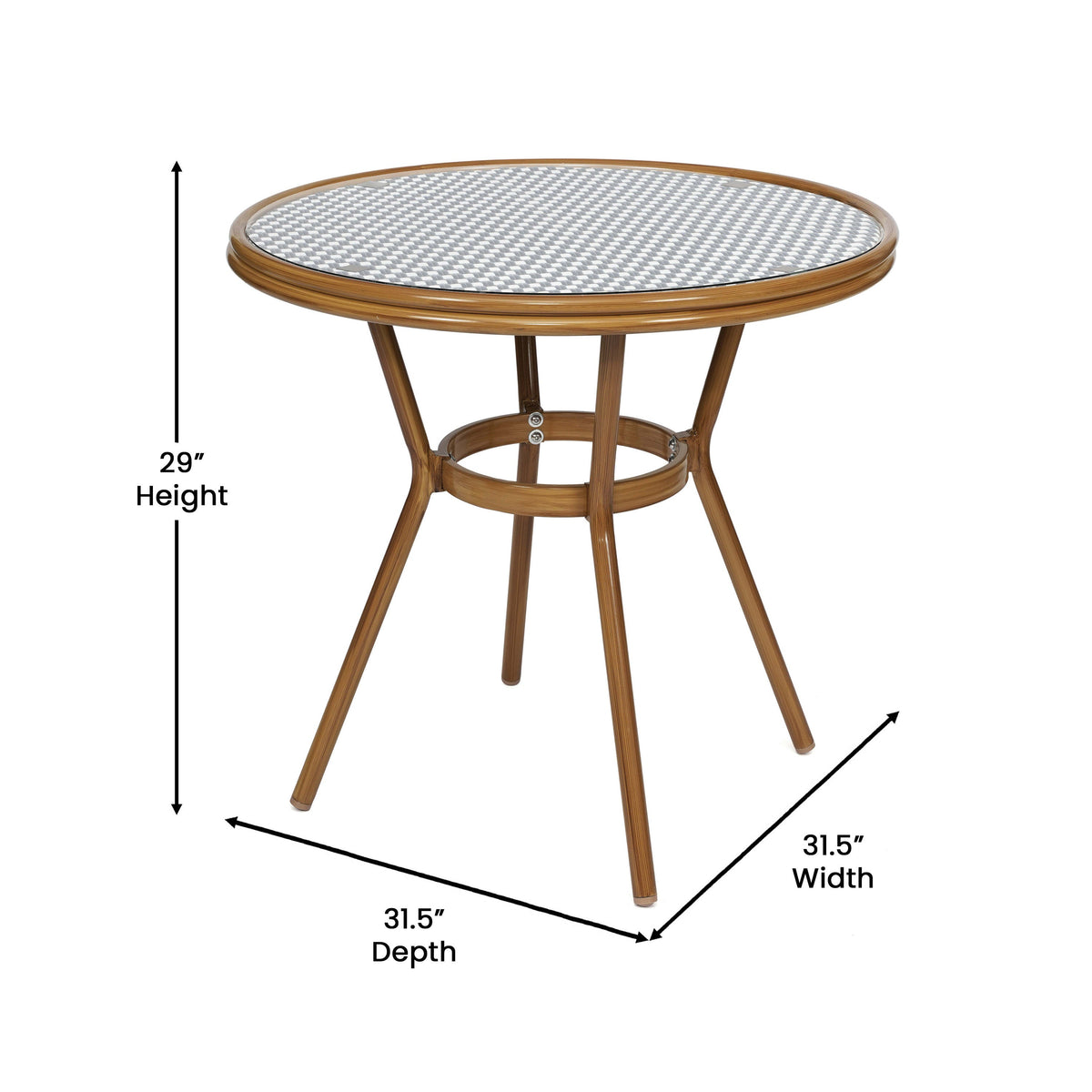 Navy & White Rattan/Natural Frame |#| Indoor/Outdoor Commercial Bistro Set with Table and 4 Chairs in Navy/Wht