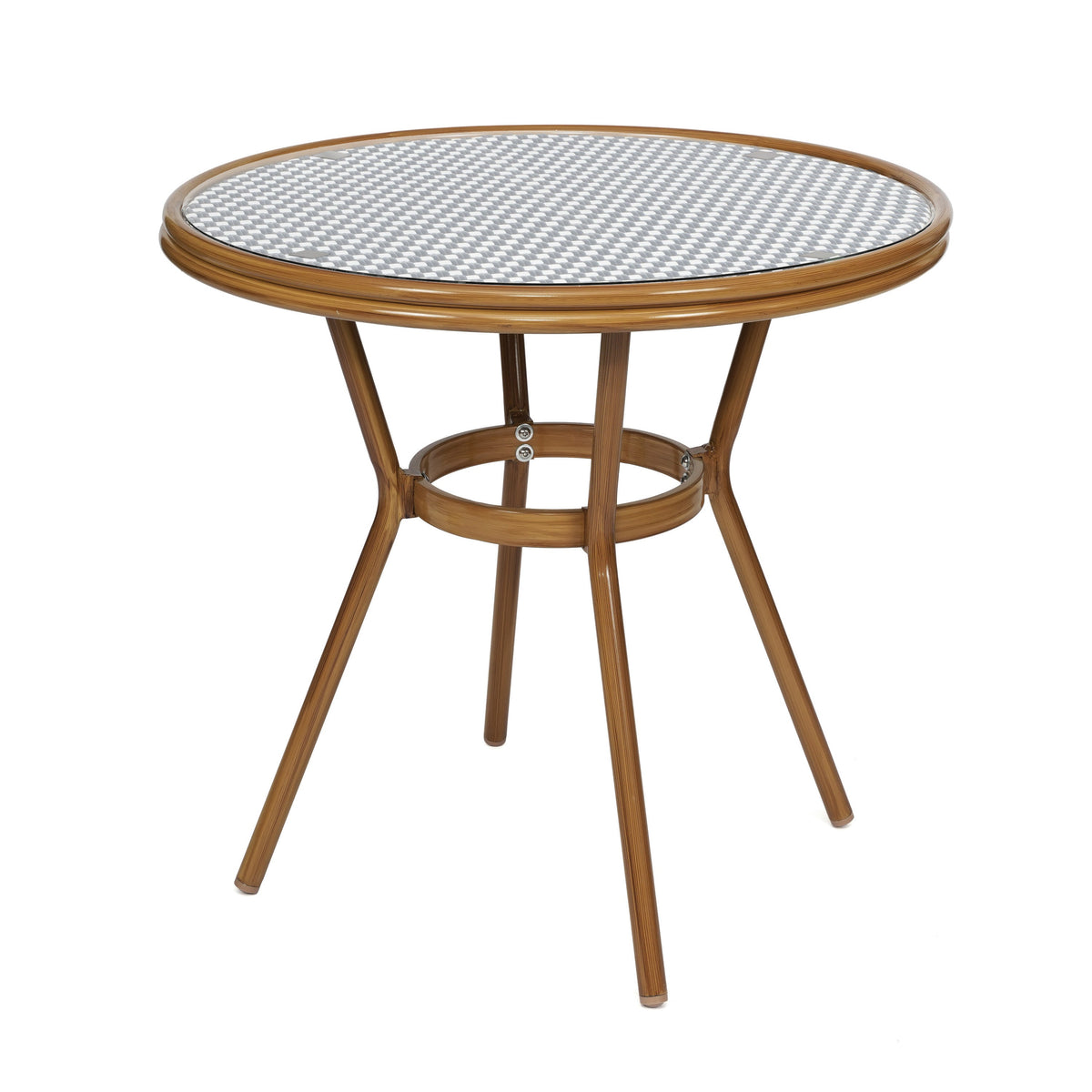 Navy & White Rattan/Natural Frame |#| Indoor/Outdoor Commercial Bistro Set with Table and 4 Chairs in Navy/Wht