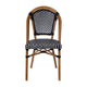 Black & White/Natural Frame |#| All-Weather Commercial Paris Chair with Bamboo Print Aluminum Frame-Black/White