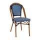 Navy & White/Natural Frame |#| All-Weather Commercial Paris Chair with Bamboo Print Aluminum Frame-Navy/White