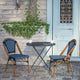Navy & White/Natural Frame |#| All-Weather Commercial Paris Chair with Bamboo Print Aluminum Frame-Navy/White