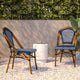 Navy & White/Natural Frame |#| All-Weather Commercial Paris Chair with Bamboo Print Aluminum Frame-Navy/White