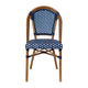 Navy & White/Natural Frame |#| All-Weather Commercial Paris Chair with Bamboo Print Aluminum Frame-Navy/White