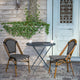 Black & White/Natural Frame |#| All-Weather Commercial Paris Chair with Bamboo Print Aluminum Frame-Black/White