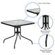 Black |#| 5 Piece Patio Dining Set - 31.5inch Square Glass Table, 4 Black Flex Stack Chairs