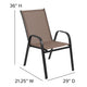 Brown |#| 5 Piece Patio Dining Set - 55" Glass Patio Table, 4 Brown Flex Stack Chairs