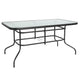 Brown |#| 5 Piece Patio Dining Set - 55" Glass Patio Table, 4 Brown Flex Stack Chairs