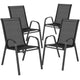Black |#| 5 Piece Patio Dining Set - 55" Glass Patio Table, 4 Black Flex Stack Chairs