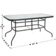 Red |#| 5 Piece Patio Dining Set - 55" Glass Patio Table, 4 Red Flex Stack Chairs