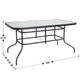 Navy |#| 5 Piece Patio Dining Set - 55" Glass Patio Table, 4 Navy Flex Stack Chairs
