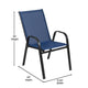 Navy |#| Commercial 7 Pc Outdoor Patio Dining Set with Glass Table and 6 Chairs - Navy