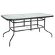Red |#| 7 Piece Patio Dining Set - 55" Glass Patio Table, 6 Red Flex Stack Chairs