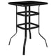 Black |#| 5 Piece Outdoor Bar Height Set-Glass Patio Bar Table-Black All-Weather Barstools