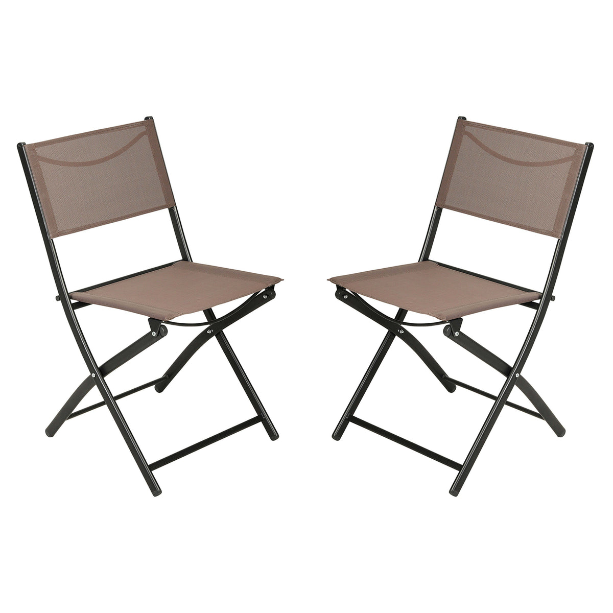 Brown |#| 2 Pack Commercial Outdoor Flex Comfort Folding Chair with Metal Frame in Brown
