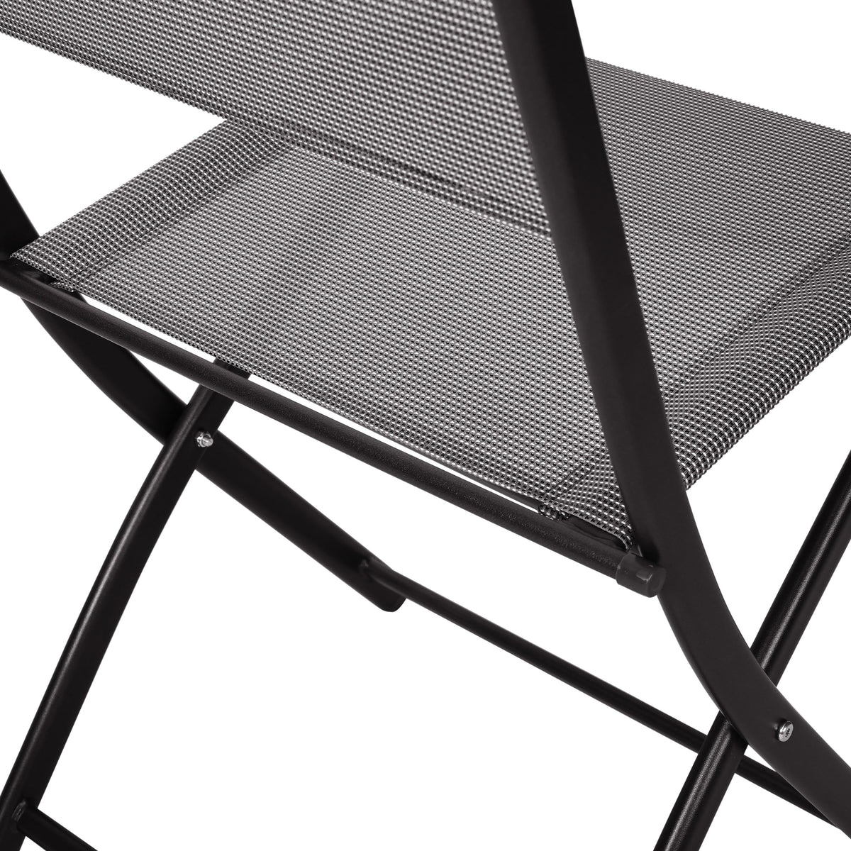 Gray |#| 2 Pack Commercial Outdoor Flex Comfort Folding Chair with Metal Frame in Gray