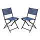 Navy |#| 2 Pack Commercial Outdoor Flex Comfort Folding Chair with Metal Frame in Navy
