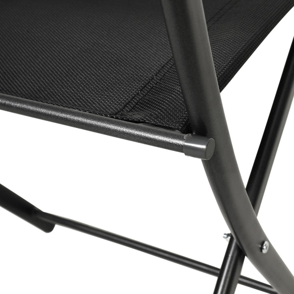 Black |#| 2 Pack Commercial Outdoor Flex Comfort Folding Chair with Metal Frame in Black