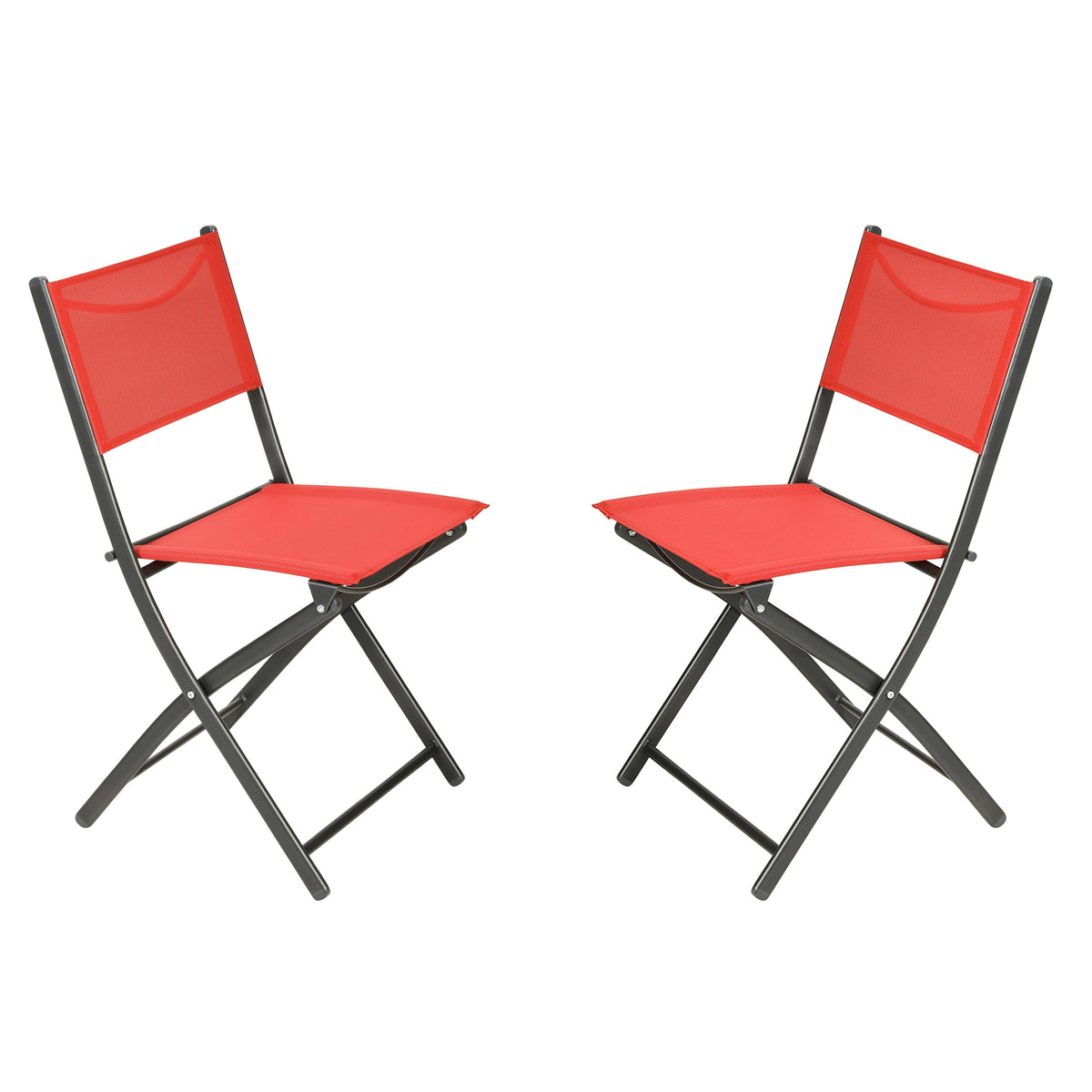Red |#| 2 Pack Commercial Outdoor Flex Comfort Folding Chair with Metal Frame in Red
