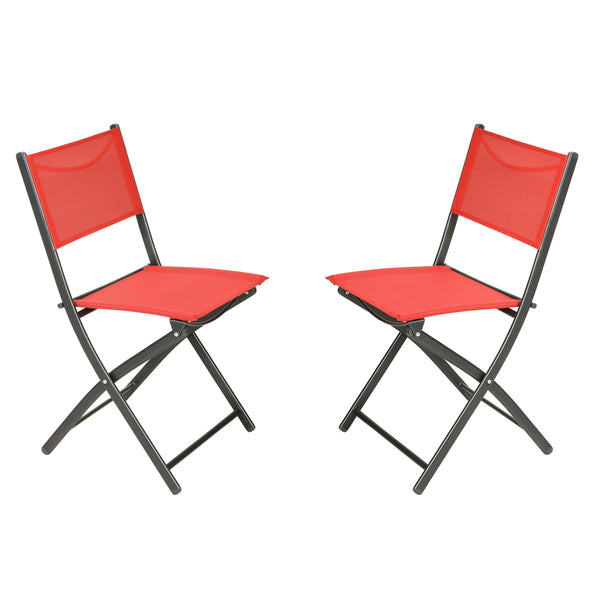 Red |#| 2 Pack Commercial Outdoor Flex Comfort Folding Chair with Metal Frame in Red