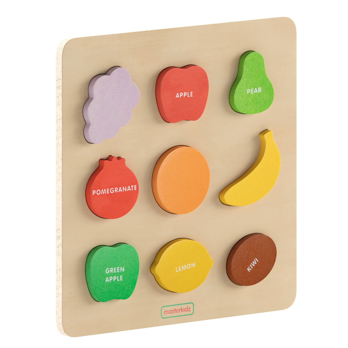 Commercial Grade STEM Fruit Shapes Wooden Puzzle Board - Natural/Multicolor