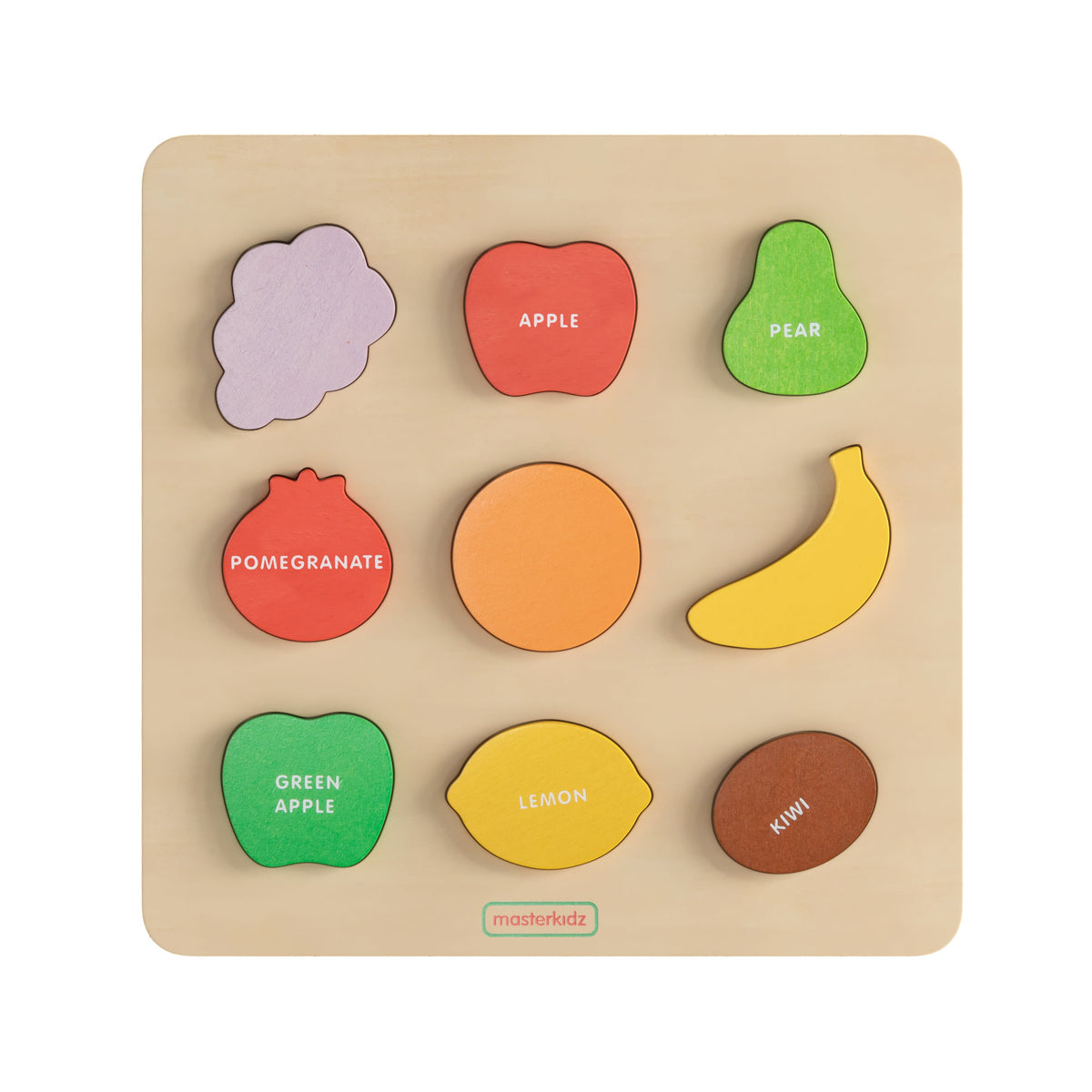 Commercial Grade STEM Fruit Shapes Wooden Puzzle Board - Natural/Multicolor