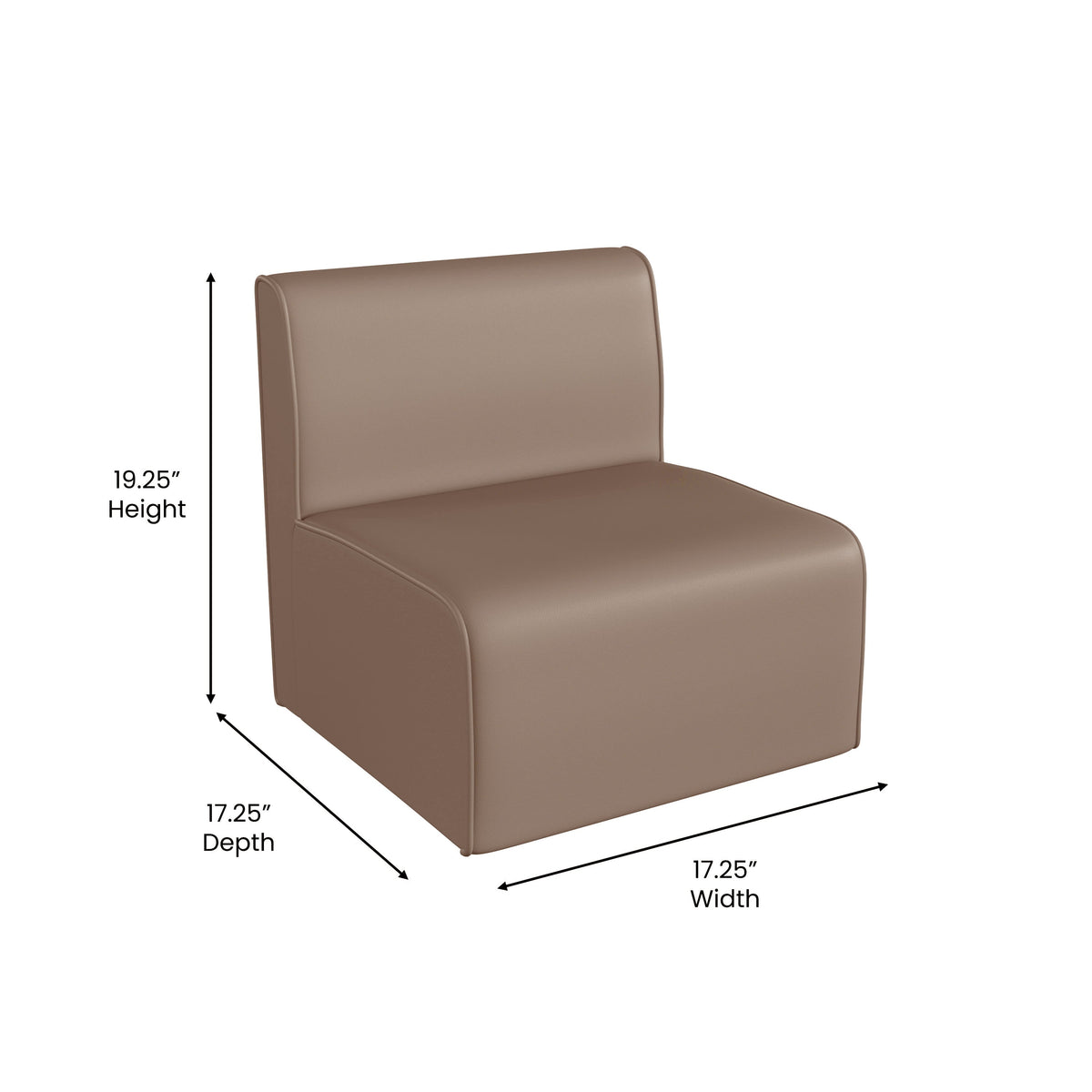 Commercial Grade Armless Modular 1-Seater Classroom Sofa - Neutral Vinyl