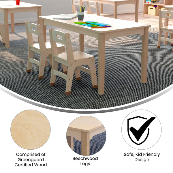 Commercial 23.5 x 47.25 Rectangular Wooden Classroom Activity Table - Beech