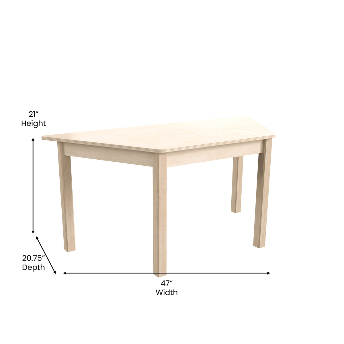 Commercial Grade Trapezoid Wooden Classroom Activity Table - Beech