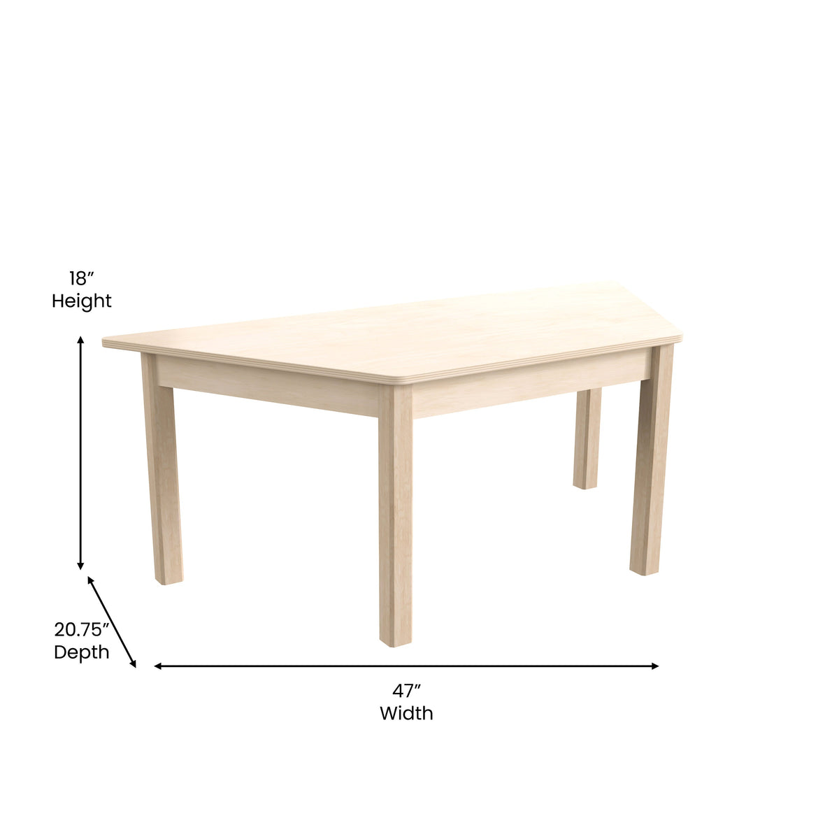 Commercial Grade Trapezoid Wooden Classroom Activity Table - Beech