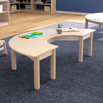 Bright Beginnings Commercial Grade Wooden Half Circle Preschool Classroom Activity Table - View 2