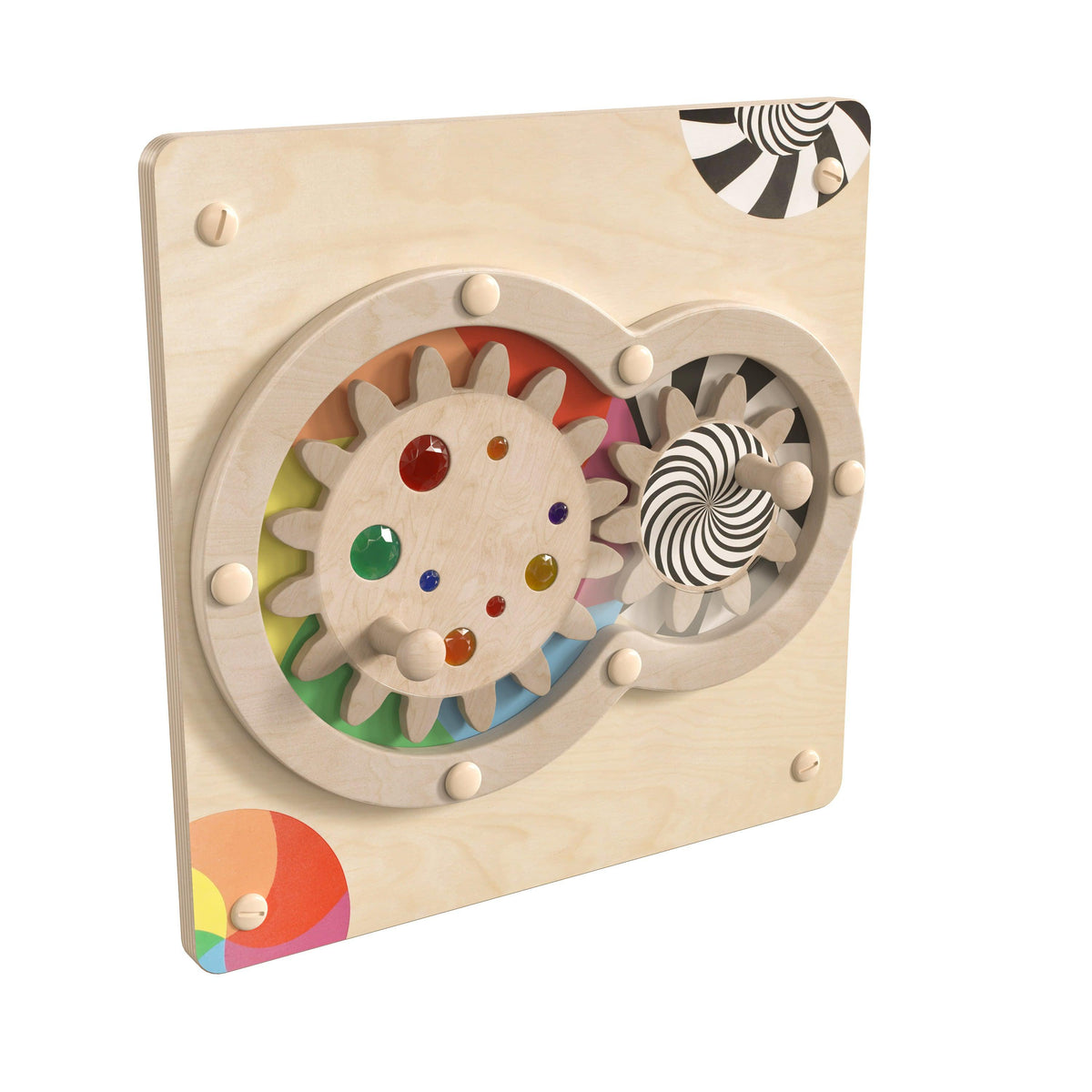 Commercial Grade STEAM Wall Wooden Turning Gears Accessory Board - Multicolor