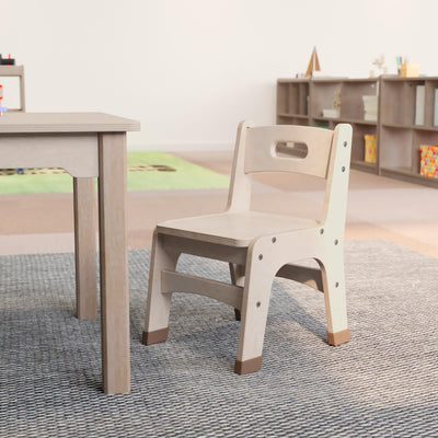 Bright Beginnings Set of 2 Commercial Grade Wooden Classroom Chairs with Non-Slip Foot Caps and Built-In Carrying Handle - View 2